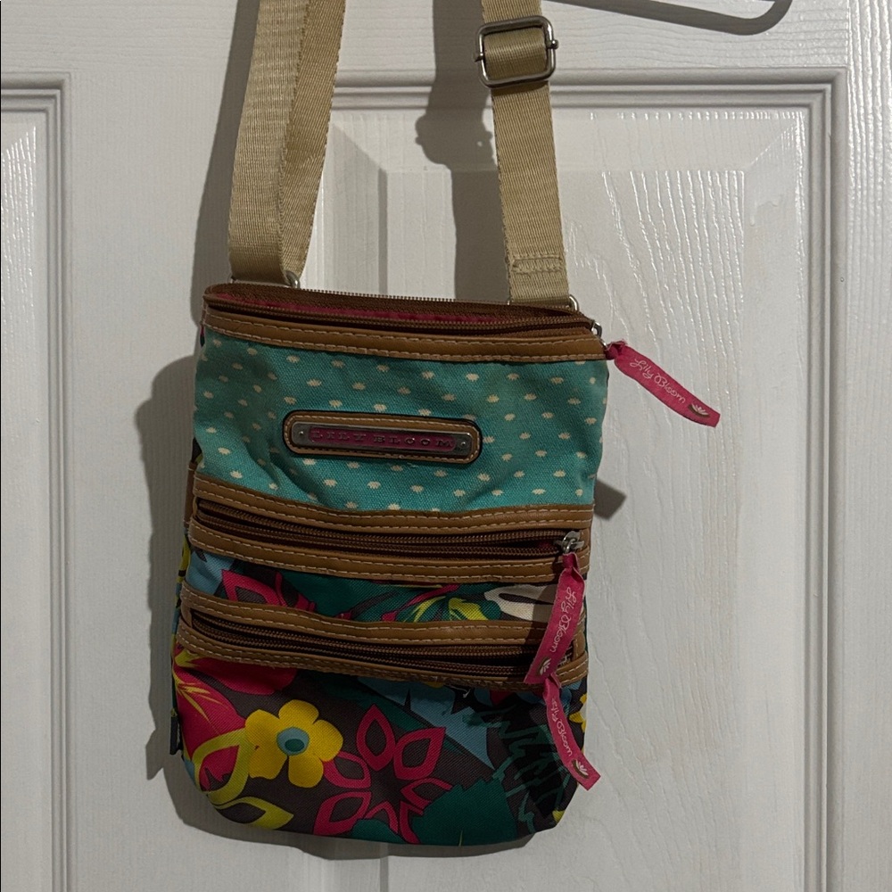 Lily Bloom Teal & Multicolor Floral Crossbody Bag